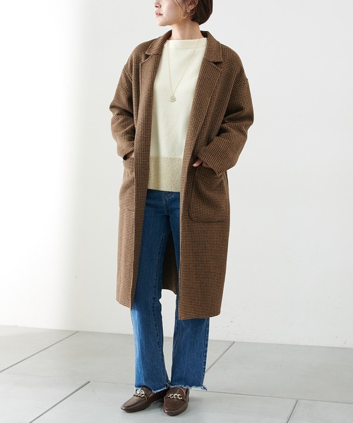 COLLAGE GALLARDAGALANTE（コラージュガリャルダガランテ）の「【インスタライブ紹介♪】ウールダブルフェイスコート（チェスターコート・レディース・ブラック/ブラウン/グレイッシュベージュ・FREE）」の3枚目の写真