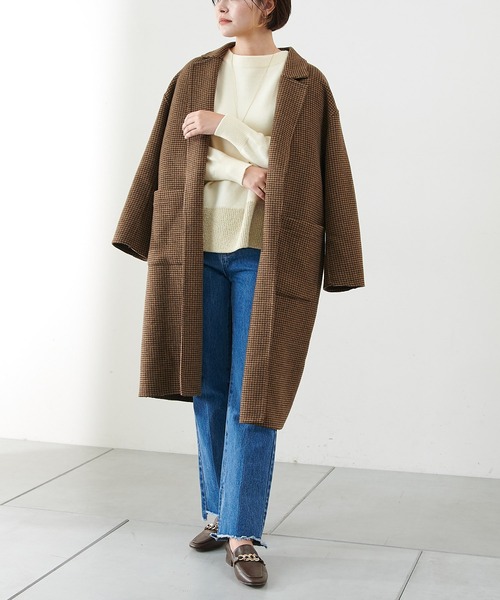 COLLAGE GALLARDAGALANTE（コラージュガリャルダガランテ）の「【インスタライブ紹介♪】ウールダブルフェイスコート（チェスターコート・レディース・ブラック/ブラウン/グレイッシュベージュ・FREE）」の9枚目の写真