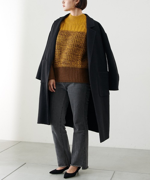 COLLAGE GALLARDAGALANTE（コラージュガリャルダガランテ）の「【インスタライブ紹介♪】ウールダブルフェイスコート（チェスターコート・レディース・ブラック/ブラウン/グレイッシュベージュ・FREE）」の6枚目の写真