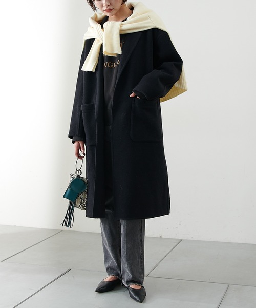 COLLAGE GALLARDAGALANTE（コラージュガリャルダガランテ）の「【インスタライブ紹介♪】ウールダブルフェイスコート（チェスターコート・レディース・ブラック/ブラウン/グレイッシュベージュ・FREE）」の19枚目の写真