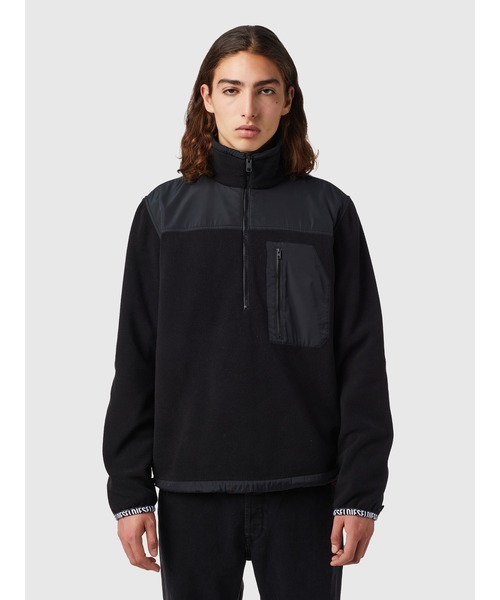 DIESEL（ディーゼル）の「メンズ スウェット フリース プルオーバー 異素材ミックス（スウェット・メンズ・ブラック/イエロー・X-SMALL/X-LARGE/LARGE/XXX-LARGE/SMALL/MEDIUM/XX-LARGE）」の2枚目の写真