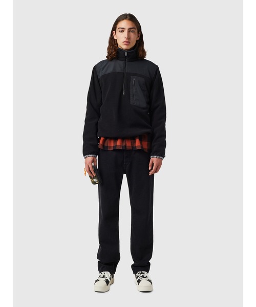 DIESEL（ディーゼル）の「メンズ スウェット フリース プルオーバー 異素材ミックス（スウェット・メンズ・ブラック/イエロー・X-SMALL/X-LARGE/LARGE/XXX-LARGE/SMALL/MEDIUM/XX-LARGE）」の7枚目の写真