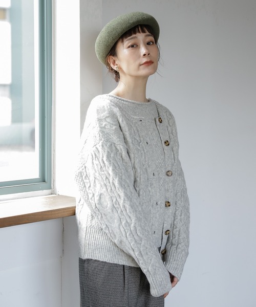 studio CLIP（スタディオクリップ）の「ダブルフロントあったかふわふわカーディガンプルオーバー（カーディガン/ボレロ・レディース・ライトグレー/ピンク/グリーン/ブラウン・FREE）」の2枚目の写真
