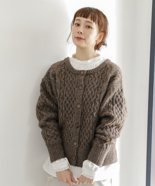 studio CLIP（スタディオクリップ）の「ダブルフロントあったかふわふわカーディガンプルオーバー（カーディガン/ボレロ・レディース・ライトグレー/ピンク/グリーン/ブラウン・FREE）」の13枚目の写真