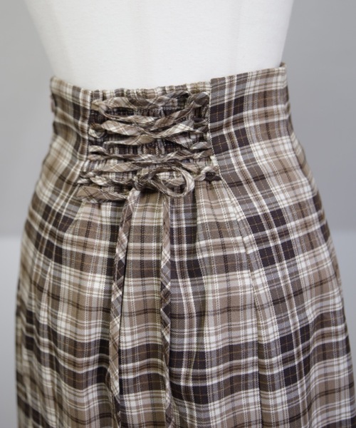 UNFIELD（アンフィールド）の「【UNFIELD チェックバックレースアップスカート】（スカート・レディース・ベージュ/ブラウン・FREE）」の21枚目の写真