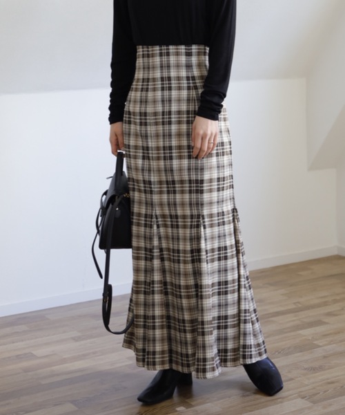 UNFIELD（アンフィールド）の「【UNFIELD チェックバックレースアップスカート】（スカート・レディース・ベージュ/ブラウン・FREE）」の13枚目の写真