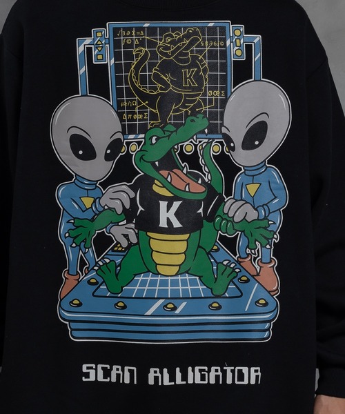 kutir（クティール）の「ワニ宇宙人ビッグプリント裏起毛スウェット（スウェット・メンズ・ライトグレー/ブラック/グリーン・MEDIUM/LARGE）」の10枚目の写真