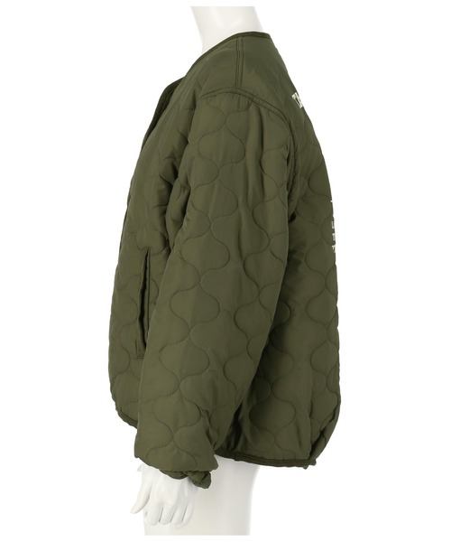 ANAP（アナップ）の「BACKプリントキルティング中綿ジャケット（ノーカラージャケット・レディース・ブラック/カーキ・FREE）」の10枚目の写真