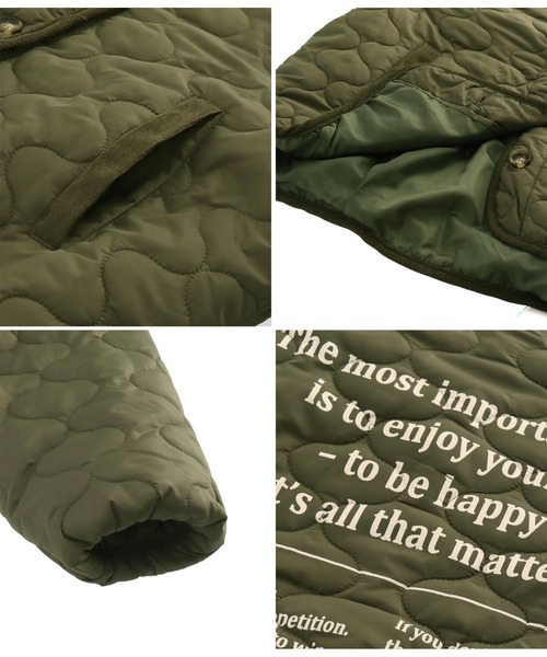 ANAP（アナップ）の「BACKプリントキルティング中綿ジャケット（ノーカラージャケット・レディース・ブラック/カーキ・FREE）」の13枚目の写真