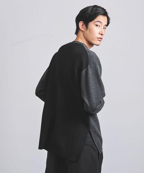 EN ROUTE（アンルート）の「＜EN ROUTE（アンルート）＞ ミラノリブ サイドスリット コンビ プルオーバー ニット（ニット/セーター・メンズ・ブラック/グレー・1/2/3）」の2枚目の写真