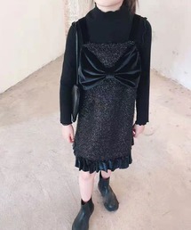 io sono mao moderato（イオソノマオ　モデレート）の「ベロアリボンラメシャギーワンピース（ジャンパースカート・キッズ）」