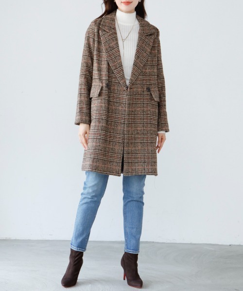 M.deux（エムドゥ）の「チェックチェスターコート（チェスターコート・レディース・ブラウン・MEDIUM）」の12枚目の写真
