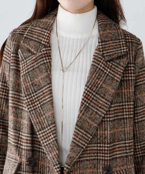 M.deux（エムドゥ）の「チェックチェスターコート（チェスターコート・レディース・ブラウン・MEDIUM）」の2枚目の写真