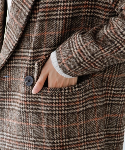 M.deux（エムドゥ）の「チェックチェスターコート（チェスターコート・レディース・ブラウン・MEDIUM）」の9枚目の写真