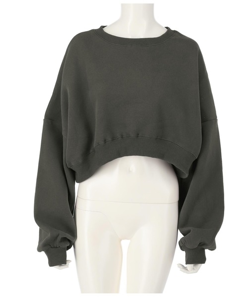 ANAP(アナップ)の「シンプルクロップド裏起毛トップス(スウェット・レディース・ライトグレー/ベージュ/オレンジ/ブルー/グリーン/スミクロ・FREE)」の8枚目の写真