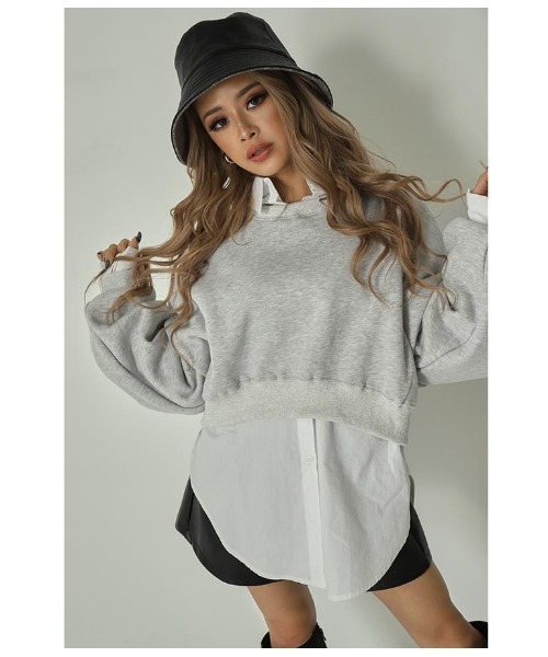 ANAP(アナップ)の「シンプルクロップド裏起毛トップス(スウェット・レディース・ライトグレー/ベージュ/オレンジ/ブルー/グリーン/スミクロ・FREE)」の14枚目の写真