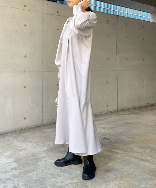 DouDou（ドゥドゥ）の「異素材切替袖ボリュームワンピース（ワンピース 