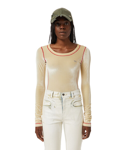 DIESEL(ディーゼル)の「レディース 長袖 カットソー ベロア トップス(Tシャツ/カットソー・レディース・グレー/アイボリー・SMALL/LARGE/MEDIUM/X-SMALL)」の20枚目の写真