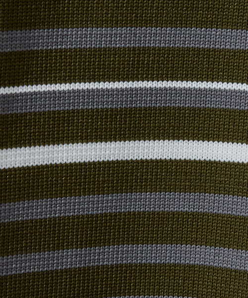 ABAHOUSE(アバハウス)の「ポリエステル 天竺 ボーダー プルオーバー ニット(ニット/セーター・メンズ・ダークブラウン/セージグリーン/グレイッシュベージュ/グレイッシュブルー・46/48)」の13枚目の写真