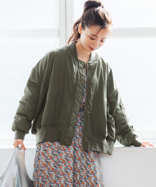 coca（coca）（コカ）の「ルーズシルエット MA-1ブルゾン（MA-1・レディース・ブラック/カーキ・M/L）」の2枚目の写真