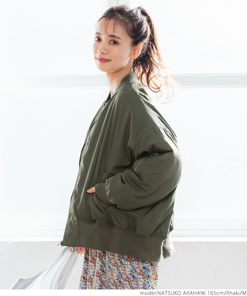 coca（coca）（コカ）の「ルーズシルエット MA-1ブルゾン（MA-1・レディース・ブラック/カーキ・M/L）」の4枚目の写真