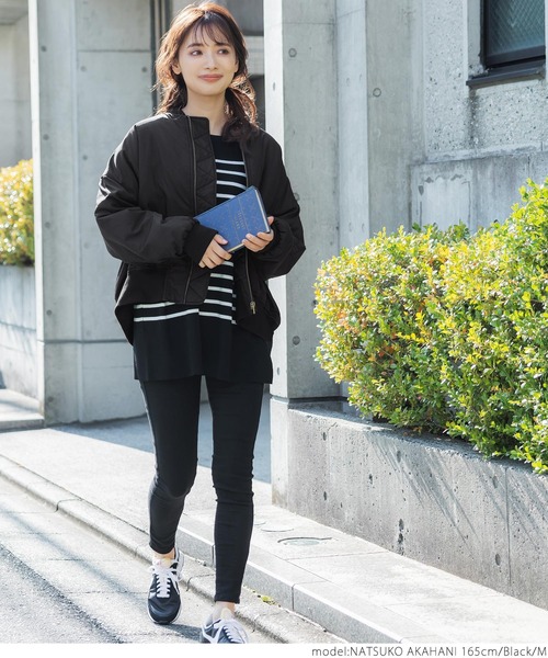 coca（coca）（コカ）の「ルーズシルエット MA-1ブルゾン（MA-1・レディース・ブラック/カーキ・M/L）」の9枚目の写真