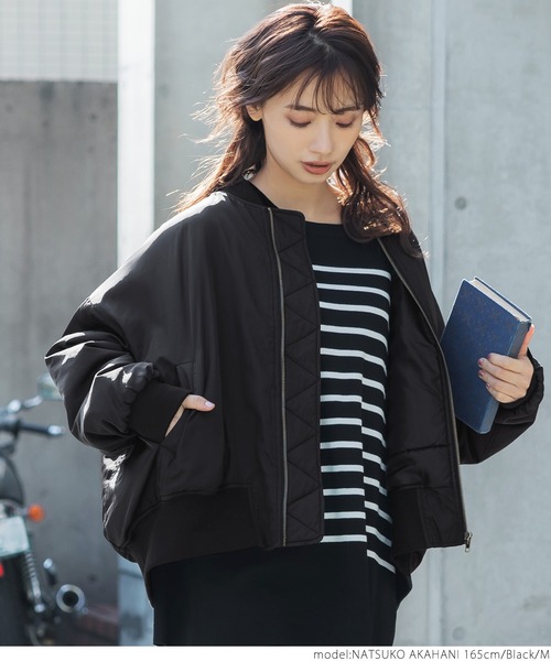 coca（coca）（コカ）の「ルーズシルエット MA-1ブルゾン（MA-1・レディース・ブラック/カーキ・M/L）」の10枚目の写真