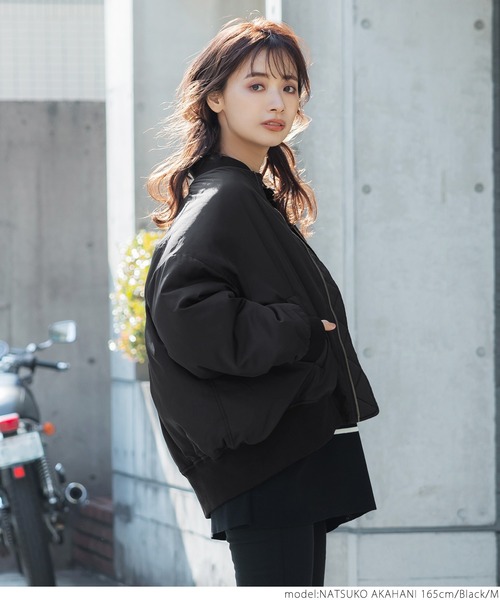 coca（coca）（コカ）の「ルーズシルエット MA-1ブルゾン（MA-1・レディース・ブラック/カーキ・M/L）」の11枚目の写真