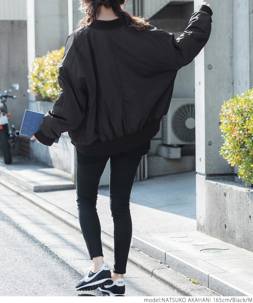 coca（coca）（コカ）の「ルーズシルエット MA-1ブルゾン（MA-1・レディース・ブラック/カーキ・M/L）」の12枚目の写真