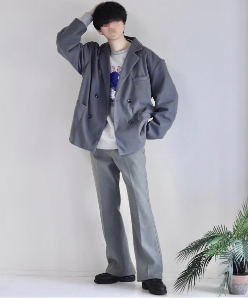 MinoriTY（マイノリティ）の「メルトン セミフレアパンツ Semi-flare Trousers【MinoriTY × WEARISTA Mr.SZK（ミスタースズキ）コラボ】（スラックス・メンズ・ブラック/グレー・M/L）」の6枚目の写真