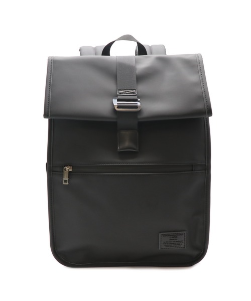 【グッシオウォーモ】撥水かぶせバックパックスクエア型かぶせベルトビジネスリュックオンオフ兼用本革付属