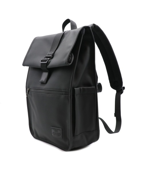 【グッシオウォーモ】撥水かぶせバックパックスクエア型かぶせベルトビジネスリュックオンオフ兼用本革付属