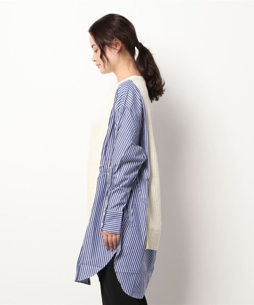 Abahouse Devinette（ドゥヴィネット）の「Mylanka ニットブロードワンピース（ニット/セーター・レディース・ホワイト/ブラック・フリー）」の3枚目の写真