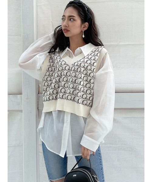 GYDA(ジェイダ)の「SHEAR シャツ(シャツ/ブラウス・レディース・ブラック/オフホワイト/シャーベット・FREE)」の14枚目の写真