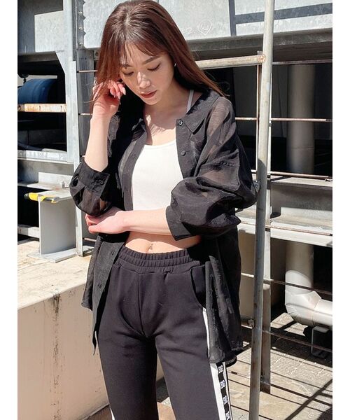 GYDA(ジェイダ)の「SHEAR シャツ(シャツ/ブラウス・レディース・ブラック/オフホワイト/シャーベット・FREE)」の5枚目の写真