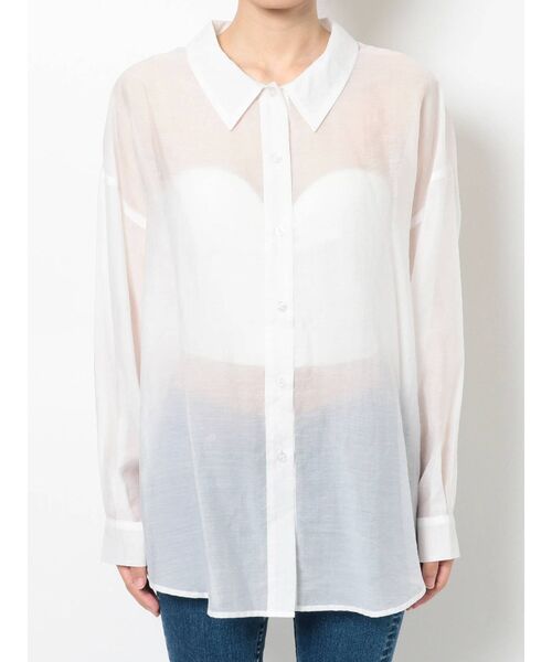 GYDA(ジェイダ)の「SHEAR シャツ(シャツ/ブラウス・レディース・ブラック/オフホワイト/シャーベット・FREE)」の6枚目の写真