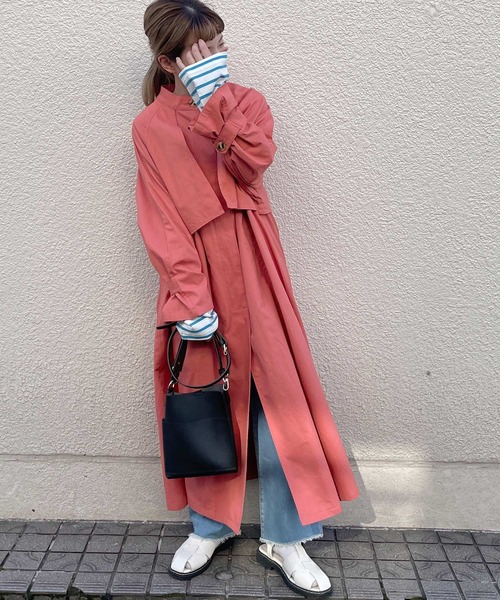 w closet(ダブルクローゼット)の「ノーカラートレンチコート(トレンチコート・レディース・ベージュ/ピンク/ライム・FREE)」の18枚目の写真