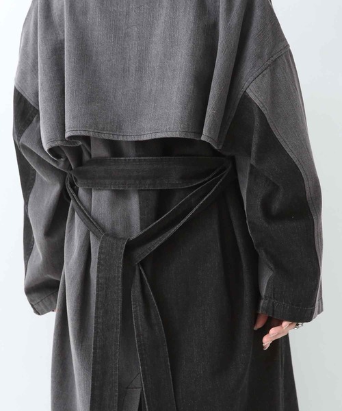 osharewalker（オシャレウォーカー）の「【廃盤】『配色デニムトレンチコート』（トレンチコート・レディース・ブラック・FREE）」の6枚目の写真