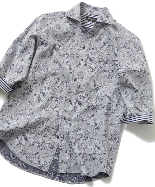MEN'S BIGI（メンズビギ）の「フラワージャガードカッタウェイシャツ（シャツ/ブラウス・メンズ・ネイビー/ホワイト/ピンク・01/02/03/04）」の3枚目の写真