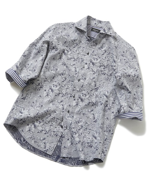 MEN'S BIGI（メンズビギ）の「フラワージャガードカッタウェイシャツ（シャツ/ブラウス・メンズ・ネイビー/ホワイト/ピンク・01/02/03/04）」の8枚目の写真