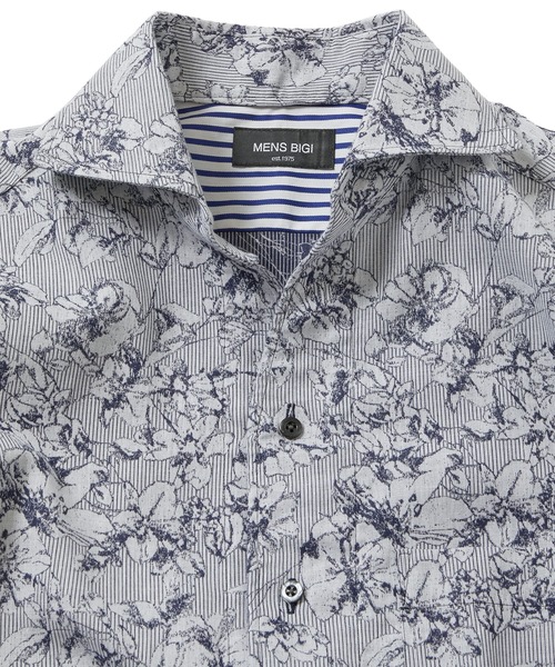MEN'S BIGI（メンズビギ）の「フラワージャガードカッタウェイシャツ（シャツ/ブラウス・メンズ・ネイビー/ホワイト/ピンク・01/02/03/04）」の9枚目の写真