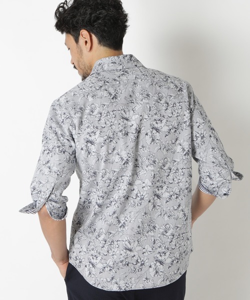 MEN'S BIGI（メンズビギ）の「フラワージャガードカッタウェイシャツ（シャツ/ブラウス・メンズ・ネイビー/ホワイト/ピンク・01/02/03/04）」の6枚目の写真