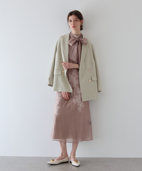 新色追加／選べる着丈》インナー付きバックリボンジャガードドレス