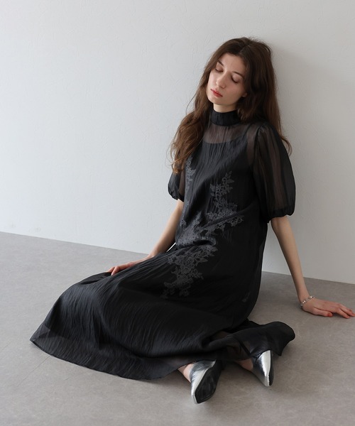 インナー付きバックリボンジャガードドレス（ドレス）｜J by blue