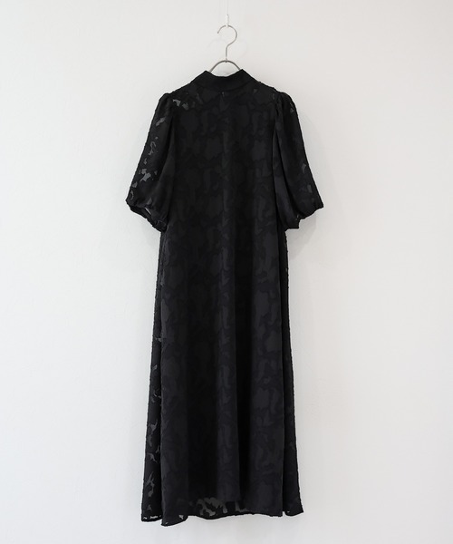 新色追加／選べる着丈》インナー付きバックリボンジャガードドレス