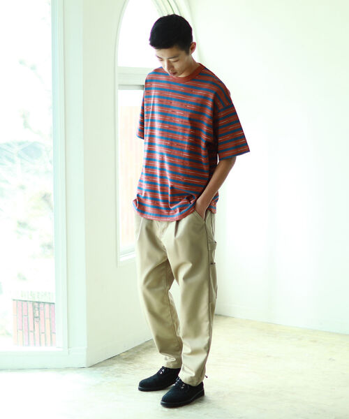 BEAMS（ビームス）の「BEAMS / カスリ ボーダー Tシャツ（Tシャツ/カットソー・メンズ・サックスブルー/ブラウン・X-LARGE/LARGE/MEDIUM/SMALL）」の4枚目の写真