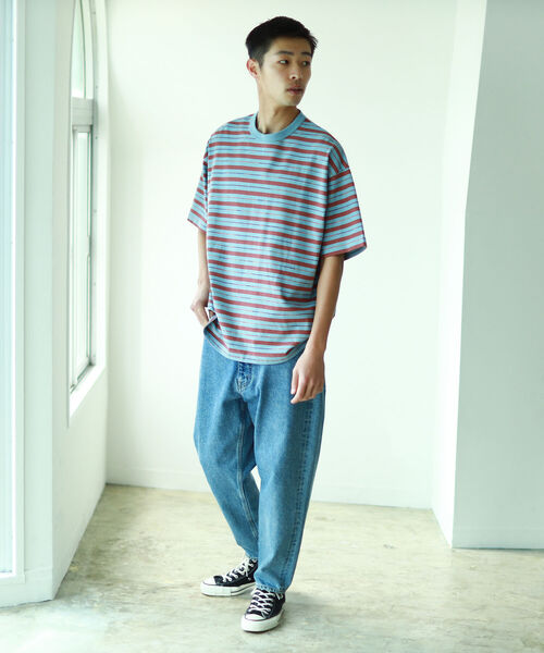 BEAMS（ビームス）の「BEAMS / カスリ ボーダー Tシャツ（Tシャツ/カットソー・メンズ・サックスブルー/ブラウン・X-LARGE/LARGE/MEDIUM/SMALL）」の5枚目の写真