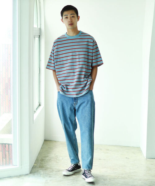 BEAMS（ビームス）の「BEAMS / カスリ ボーダー Tシャツ（Tシャツ/カットソー・メンズ・サックスブルー/ブラウン・X-LARGE/LARGE/MEDIUM/SMALL）」の6枚目の写真