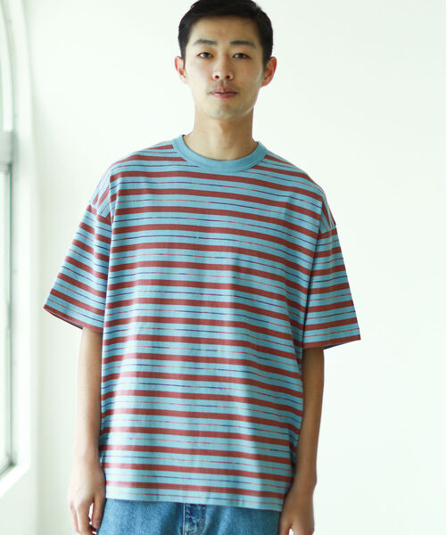 BEAMS（ビームス）の「BEAMS / カスリ ボーダー Tシャツ（Tシャツ/カットソー・メンズ・サックスブルー/ブラウン・X-LARGE/LARGE/MEDIUM/SMALL）」の8枚目の写真