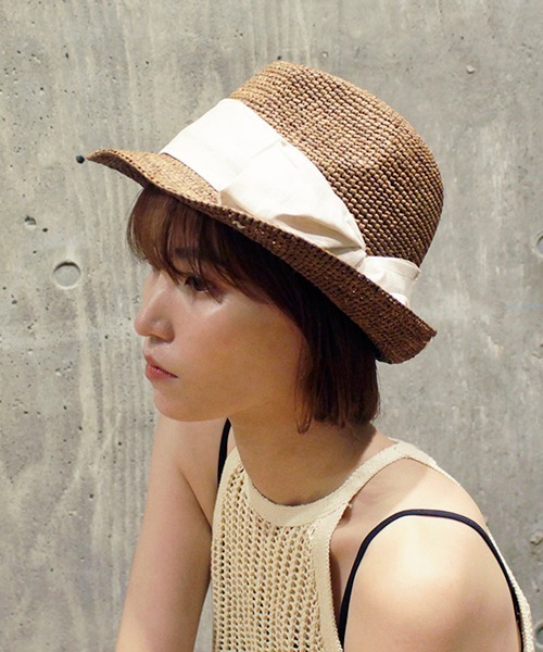 CONTROL FREAK（コントロールフリーク）の「CONTROL FREAK(コントロールフリーク)ニュアンスラフィアHAT（ハット・レディース・ブラック/ライトベージュ・FREE）」の2枚目の写真